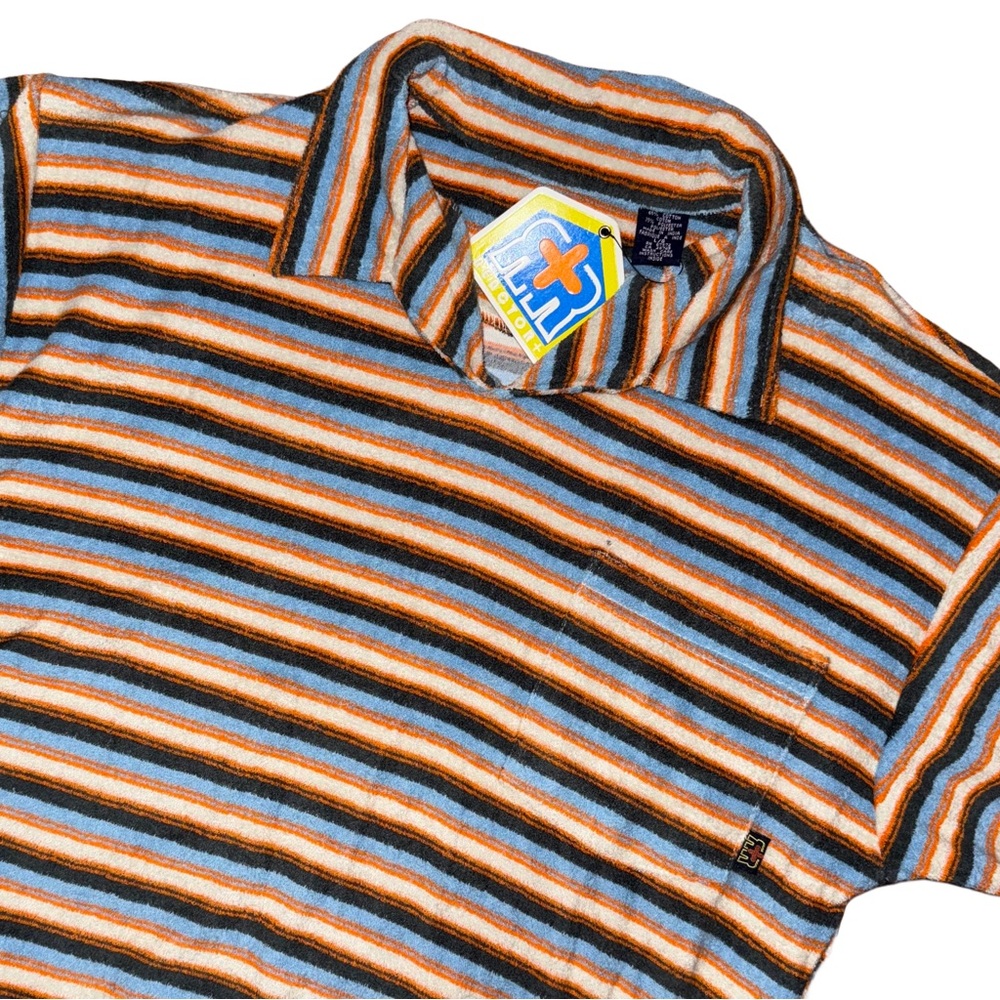 NWT Reactor+ Striped Textured Short Sleeve Shirt Skater Y2K Eclectic Grandpa